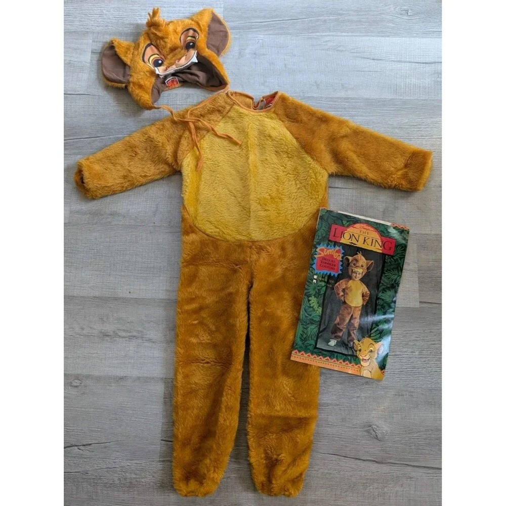 Vintage 90s Lion King Costume Boys Toddler L 4-6 Simba Outfit Halloween Complete